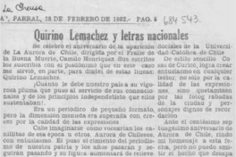 Quirino Lemachez y letras nacionales