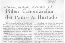 Piden canonización del Padre A. Hurtado.