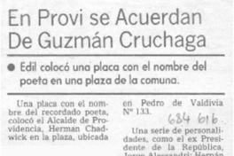 En Provi se acuerdan de Guzmán Cruchaga.
