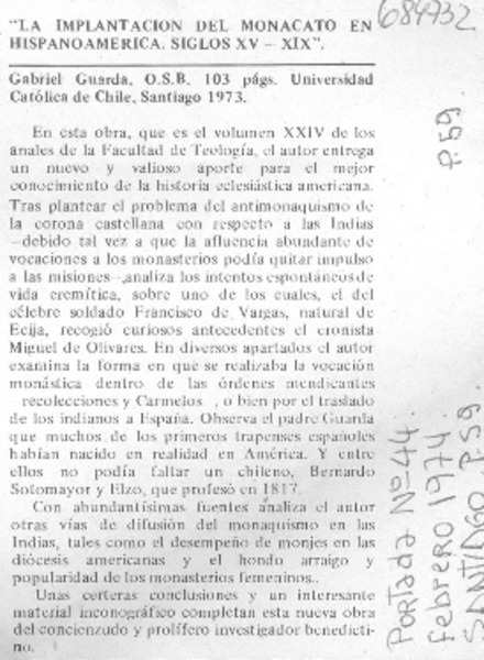 La Implantación del monacato en hispanoamérica, siglos XV-XIX.