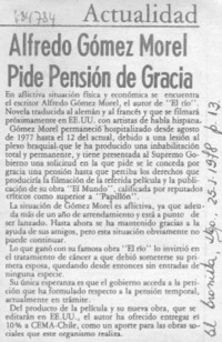 Alfredo Gómez Morel pide pensión de gracia.