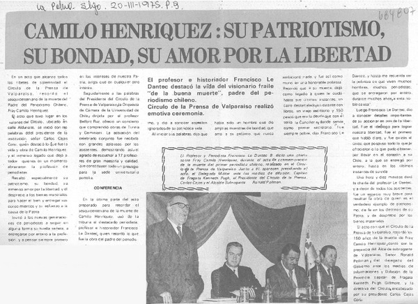 Camilo Henríquez: su patriotismo, su bondad, su amor por la libertad.