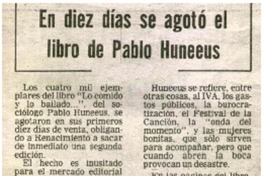 En diez días se agotó el libro de Pablo Huneeus.