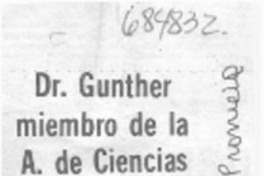 Dr. Gunther miembro de la A. de Ciencias