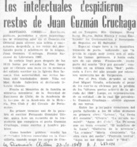 Los Intelectuales despidieron restos de Juan Guzmán Cruchaga.