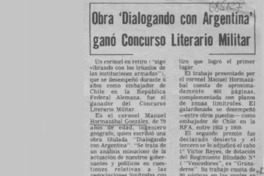 Obra "Dialogando con Argentina" ganó concurso literario militar.
