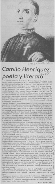 Camilo Henríquez, poeta y literato