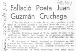 Falleció poeta Juan Guzmán Cruchaga.