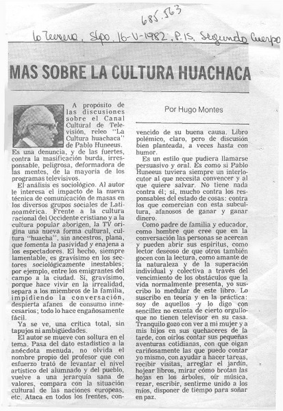 Más sobre la cultura huachaca