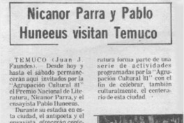 Nicanor Parra y Pablo Huneeus visitan Temuco