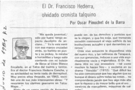 El Dr. Francisco Hederra, olvidado cronista talquino