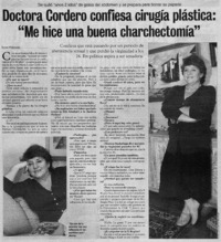 Doctora Cordero confiesa cirugía plástica: "Me hice una buena charchectomía" : [entrevista]