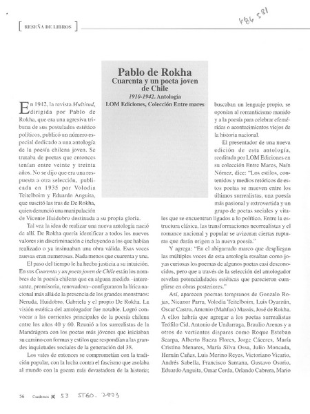 Pablo de Rokha. Cuarenta y un poeta joven de Chile