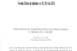 Discursos de sobremesa de Nicanor Parra y crisis del canon
