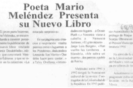 Poeta Mario Meléndez presenta su nuevo libro.