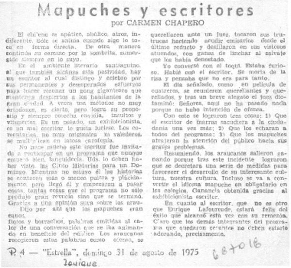 Mapuches y escritores