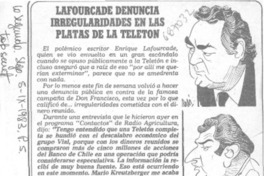 Lafourcade denuncia irregularidades en las platas de La teletón.