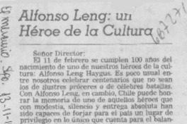 Alfonso Leng: un héroe de la cultura