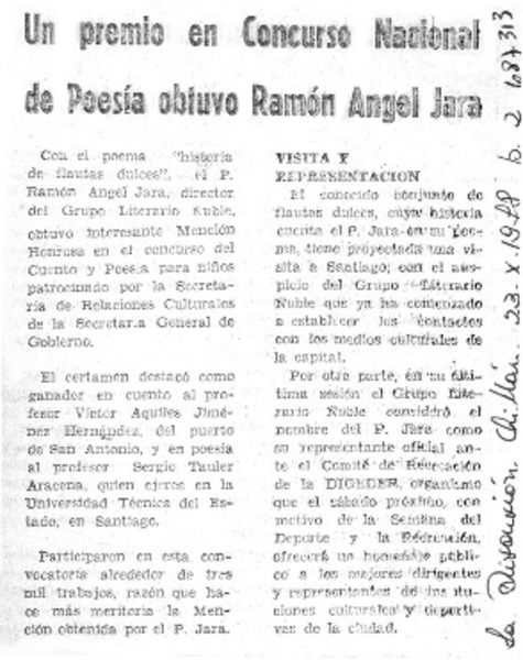 Un Premio en concurso nacional de poesía obtuvo Ramón Angel Jara.