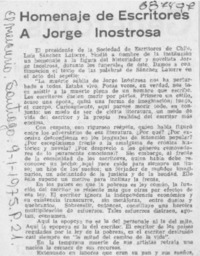 Homenaje de escritores a Jorge Inostrosa.
