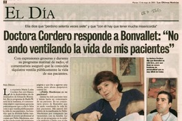 Doctora Cordero responde a Bonvallet: "no ando ventilando la vida de mis pacientes" : [entrevista]