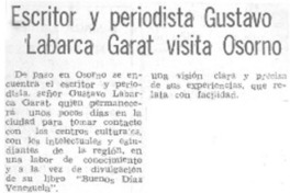 Escritor y periodista Gustavo Labarca Garat visita osorno.