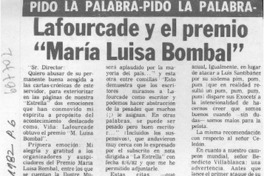 Lafourcade y el premio "María Luisa Bombal"