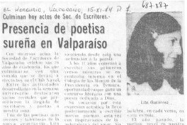 Presencia de poetisa sureña en Valparaíso