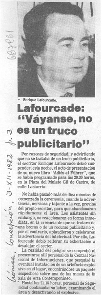 Lafourcade: "Váyanse, no es un truco publicitario".