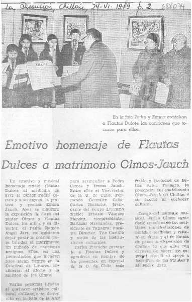 Emotivo homenaje de flautas dulces a matrimonio Olmos-Jauch.