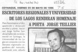 Escritores regionales y Universidad de Los Lagos rendirán homenaje a poeta Jorge Teillier.