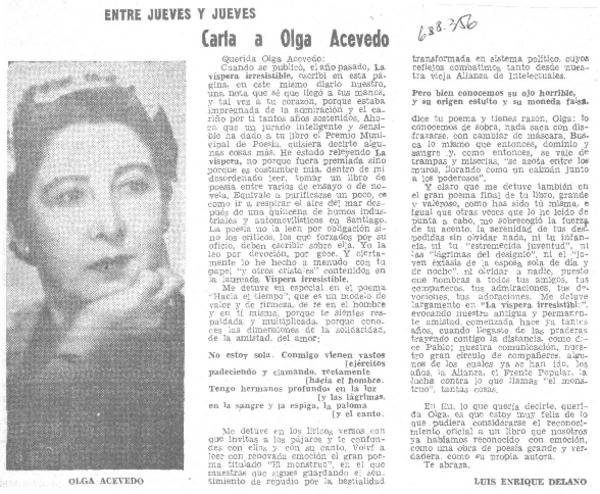 Carta a Olga Acevedo