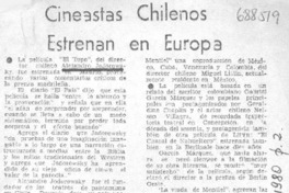 Cineastas chilenos estrenan en Europa.