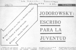 Jodorowsky: "escribo para la juventud". [Entrevista]