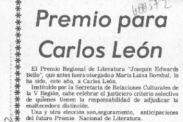 Premio para Carlos León