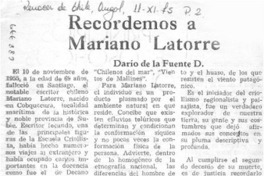 Recordemos a Mariano Latorre