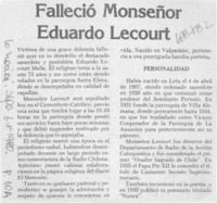 Falleció Monseñor Eduardo Lecourt.
