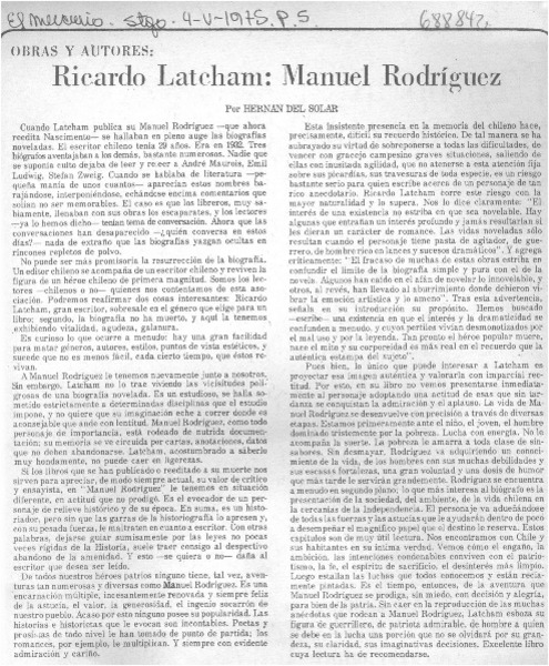 Ricardo Latcham: Manuel Rodríguez