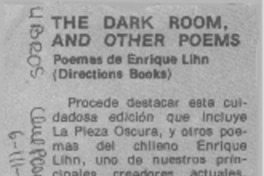 The dark room, and other poems.