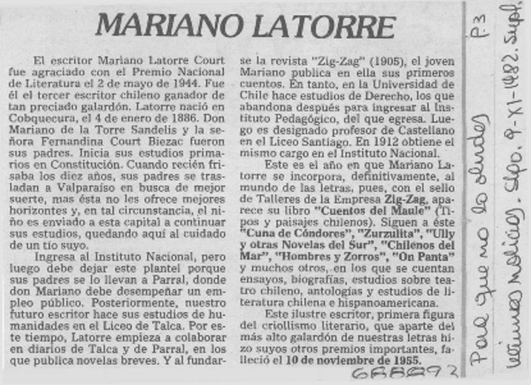 Mariano Latorre.