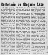 Centenario de Olegario Lazo