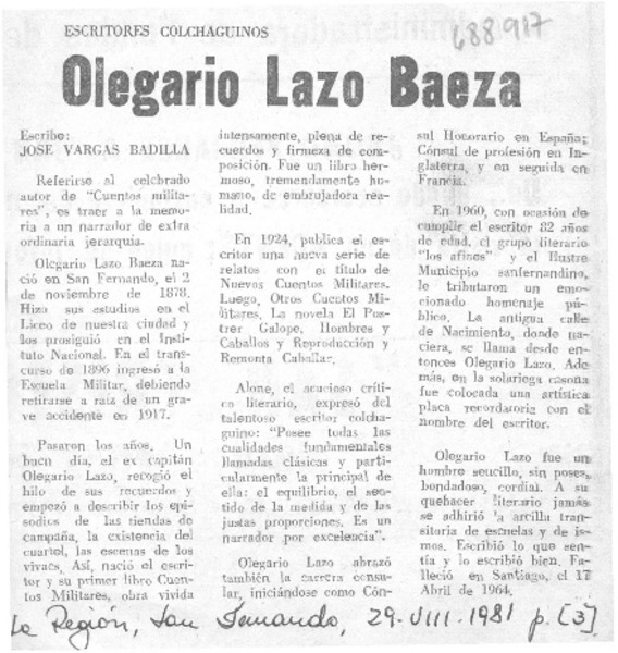 Olegario Lazo Baeza