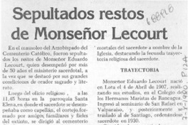 Sepultados los restos de Monseñor Lecourt.