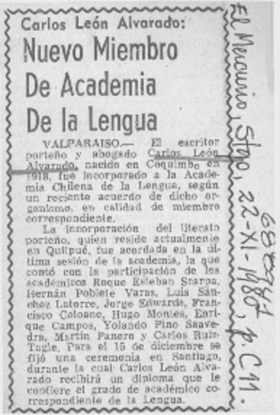 Nuevo miembro de Academia de la Lengua.
