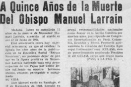 A quince años de la muerte del Obispo Manuel Larraín.