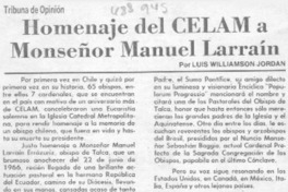 Homenaje del CELAM a Monseñor Manuel Larraín