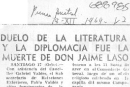 Duelo de la literatura y la diplomacia fue la muerte de don Jaime Laso.