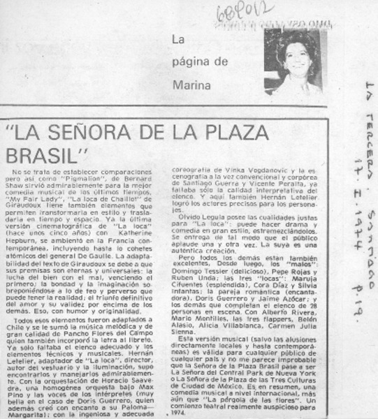 La señora de la plaza Brasil".