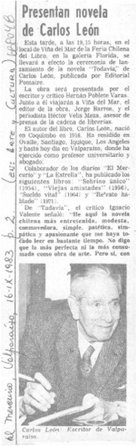 Presentan novela de Carlos León.