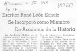 Escritor René León Echaíz se incorporó como miembro de Academia de la Historia.